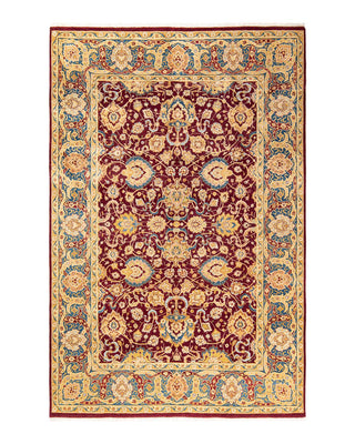 Traditional Mogul Red Wool Area Rug 6' 0" x 9' 2" - Solo Rugs