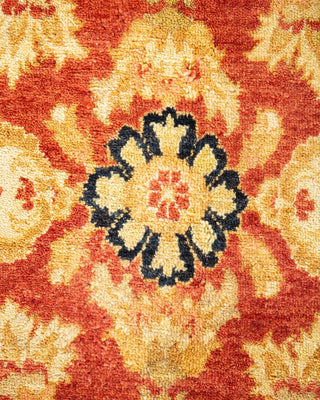 Traditional Mogul Orange Wool Area Rug 6' 3" x 9' 1" - Solo Rugs