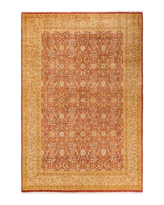 Traditional Mogul Orange Wool Area Rug 6' 1" x 9' 1" - Solo Rugs