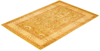 Traditional Mogul Green Wool Area Rug 6' 1" x 9' 4" - Solo Rugs