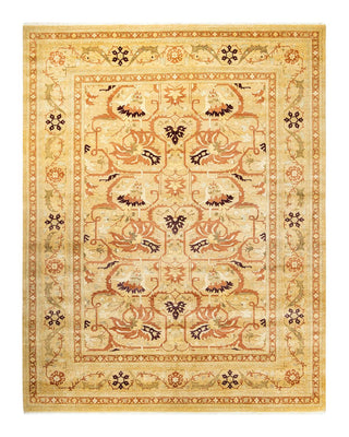 Traditional Mogul Yellow Wool Area Rug 9' 3" x 11' 8" - Solo Rugs