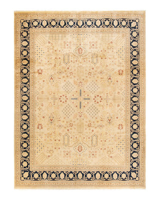 Traditional Mogul Ivory Wool Area Rug 9' 1" x 12' 3" - Solo Rugs