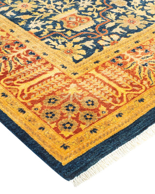 Traditional Mogul Blue Wool Area Rug 6' 1" x 9' 1" - Solo Rugs