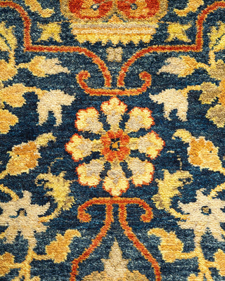 Traditional Mogul Blue Wool Area Rug 6' 1" x 9' 1" - Solo Rugs