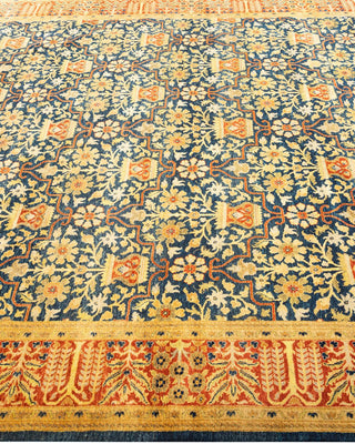 Traditional Mogul Blue Wool Area Rug 6' 1" x 9' 1" - Solo Rugs