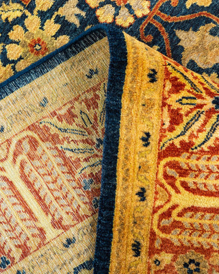 Traditional Mogul Blue Wool Area Rug 6' 1" x 9' 1" - Solo Rugs