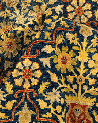 Traditional Mogul Blue Wool Area Rug 6' 1" x 9' 1" - Solo Rugs