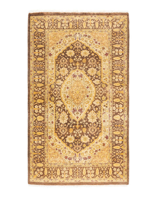 Traditional Mogul Brown Wool Area Rug 3' 1" x 5' 2" - Solo Rugs