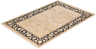 Contemporary Eclectic Ivory Wool Area Rug 4' 2" x 6' 1" - Solo Rugs