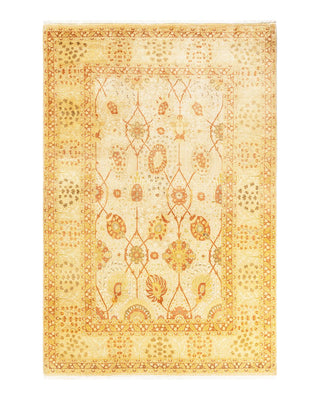 Traditional Mogul Ivory Wool Area Rug 6' 2" x 9' 3" - Solo Rugs