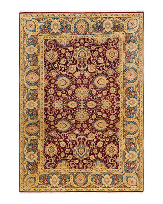 Traditional Mogul Red Wool Area Rug 6' 1" x 8' 5" - Solo Rugs