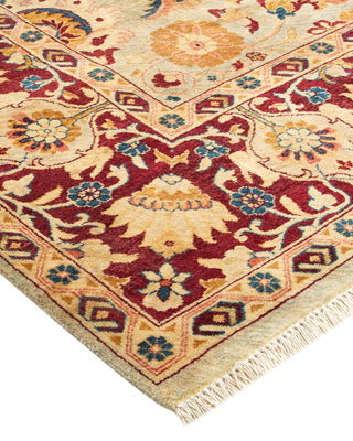 Traditional Mogul Light Blue Wool Area Rug 6' 1" x 8' 10" - Solo Rugs