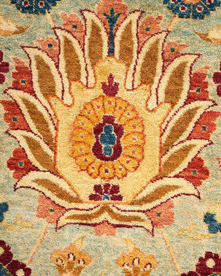 Traditional Mogul Light Blue Wool Area Rug 6' 1" x 8' 10" - Solo Rugs