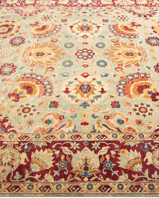 Traditional Mogul Light Blue Wool Area Rug 6' 1" x 8' 10" - Solo Rugs