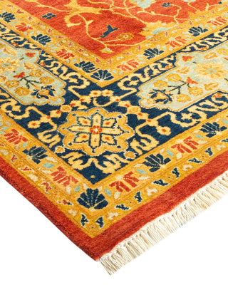 Traditional Mogul Orange Wool Area Rug 6' 0" x 9' 0" - Solo Rugs
