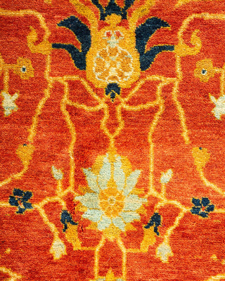 Traditional Mogul Orange Wool Area Rug 6' 0" x 9' 0" - Solo Rugs