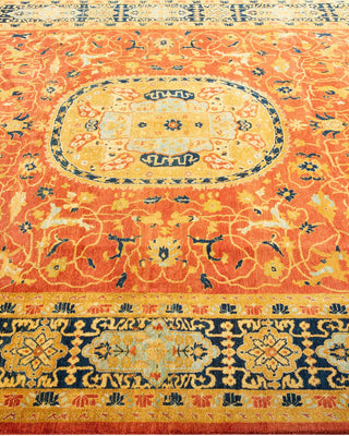 Traditional Mogul Orange Wool Area Rug 6' 0" x 9' 0" - Solo Rugs