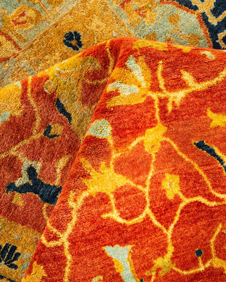 Traditional Mogul Orange Wool Area Rug 6' 0" x 9' 0" - Solo Rugs