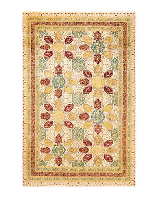 Traditional Mogul Ivory Wool Area Rug 6' 1" x 9' 4" - Solo Rugs