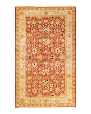 Traditional Mogul Orange Wool Area Rug 5' 1" x 8' 3" - Solo Rugs