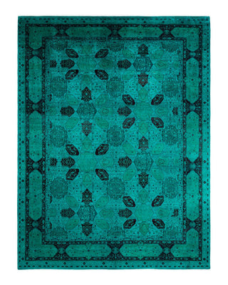 Contemporary Fine Vibrance Green Wool Area Rug 9' 1" x 11' 10" - Solo Rugs