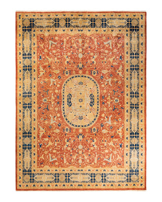 Traditional Mogul Orange Wool Area Rug 8' 10" x 12' 2" - Solo Rugs
