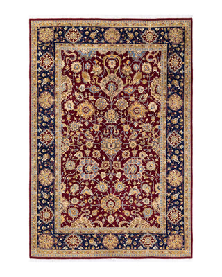 Traditional Mogul Red Wool Area Rug 6' 1" x 9' 0" - Solo Rugs