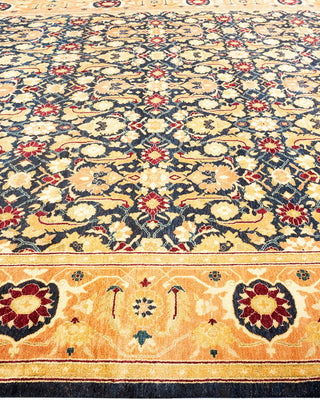 Traditional Mogul Blue Wool Area Rug 9' 1" x 11' 7" - Solo Rugs