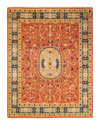 Traditional Mogul Orange Wool Area Rug 8' 2" x 10' 5" - Solo Rugs