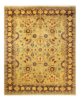 Traditional Mogul Green Wool Area Rug 8' 1" x 9' 10" - Solo Rugs