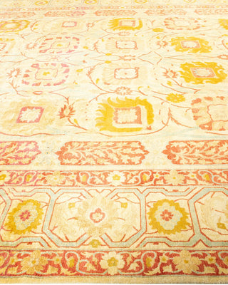 Traditional Mogul Yellow Wool Area Rug 10' 1" x 14' 0" - Solo Rugs
