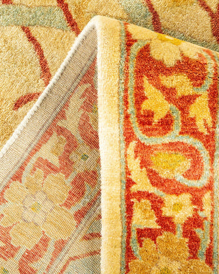 Traditional Mogul Yellow Wool Area Rug 10' 1" x 14' 0" - Solo Rugs