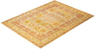 Traditional Mogul Yellow Wool Area Rug 10' 1" x 14' 0" - Solo Rugs