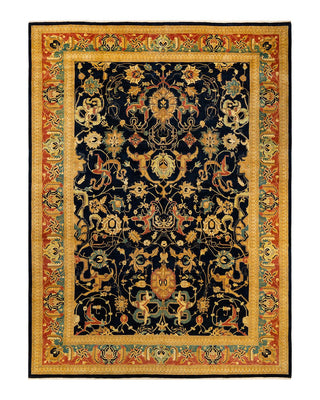 Traditional Mogul Blue Wool Area Rug 10' 1" x 13' 10" - Solo Rugs
