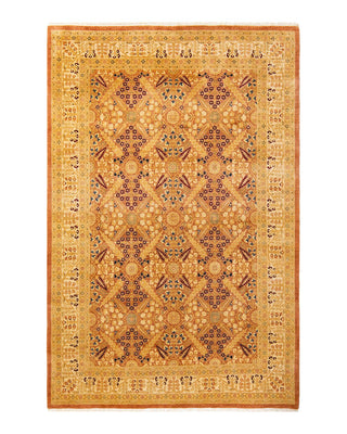 Traditional Mogul Brown Wool Area Rug 6' 1" x 8' 10" - Solo Rugs