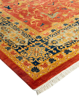Traditional Mogul Orange Wool Area Rug 6' 1" x 9' 0" - Solo Rugs