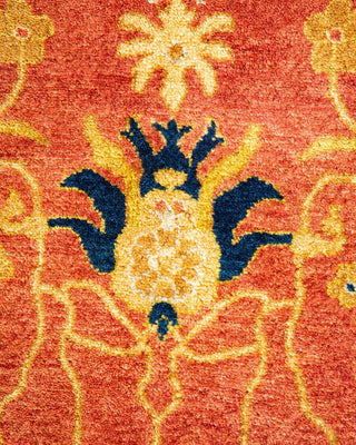 Traditional Mogul Orange Wool Area Rug 6' 1" x 9' 0" - Solo Rugs