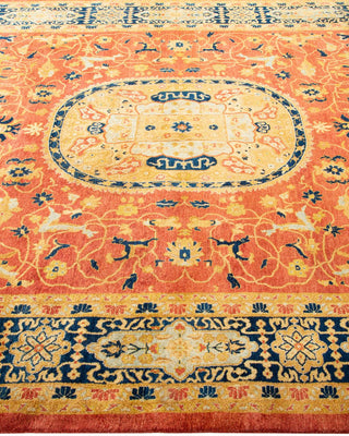 Traditional Mogul Orange Wool Area Rug 6' 1" x 9' 0" - Solo Rugs