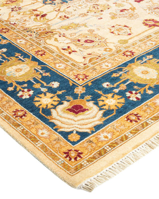 Traditional Mogul Ivory Wool Area Rug 6' 0" x 8' 10" - Solo Rugs