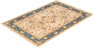 Traditional Mogul Ivory Wool Area Rug 6' 0" x 8' 10" - Solo Rugs