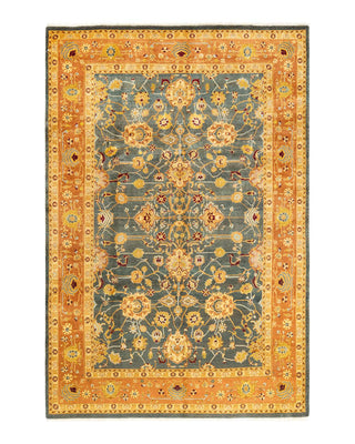 Traditional Mogul Gray Wool Area Rug 6' 1" x 9' 0" - Solo Rugs