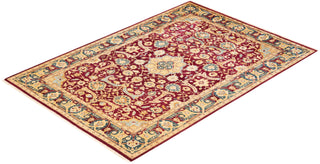 Traditional Mogul Red Wool Area Rug 6' 2" x 8' 10" - Solo Rugs