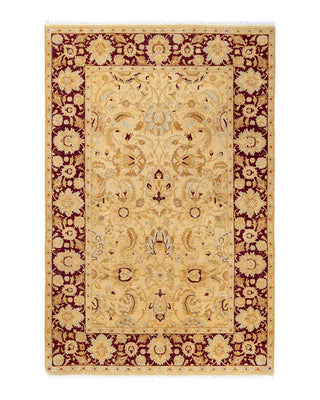 Traditional Mogul Ivory Wool Area Rug 4' 2" x 6' 4" - Solo Rugs