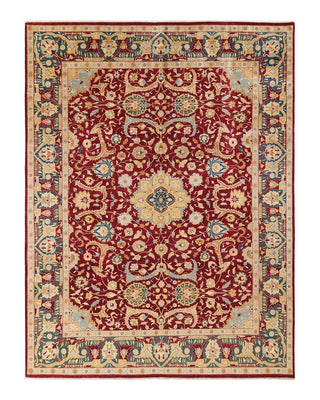 Traditional Mogul Red Wool Area Rug 9' 2" x 11' 10" - Solo Rugs