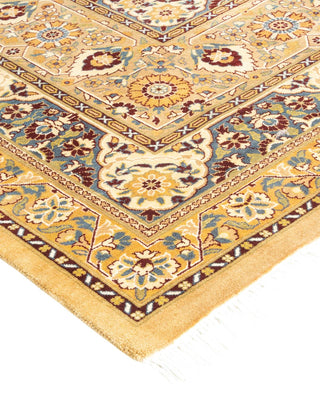 Traditional Mogul Yellow Wool Area Rug 9' 3" x 12' 2" - Solo Rugs