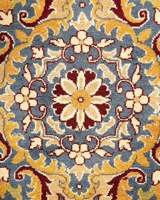 Traditional Mogul Yellow Wool Area Rug 9' 3" x 12' 2" - Solo Rugs