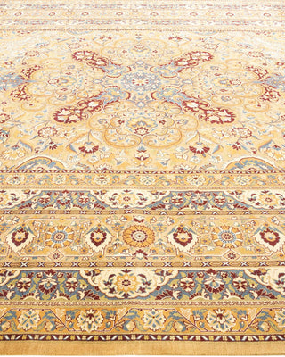 Traditional Mogul Yellow Wool Area Rug 9' 3" x 12' 2" - Solo Rugs