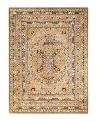 Traditional Mogul Yellow Wool Area Rug 9' 3" x 12' 2" - Solo Rugs