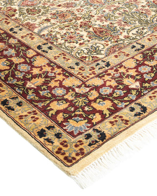 Traditional Mogul Ivory Wool Area Rug 6' 0" x 8' 7" - Solo Rugs