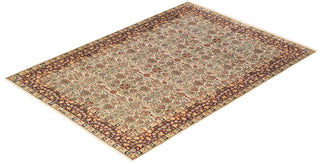 Traditional Mogul Ivory Wool Area Rug 6' 0" x 8' 7" - Solo Rugs